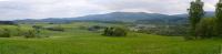 panorama - Meandrujc Vltava ped Novou Pec - pohled od elnavskho vrchu v pozad Studnin (1180m), Hranink (1282m) a Smrina (1332m), Pavla Grtlerov, 2004