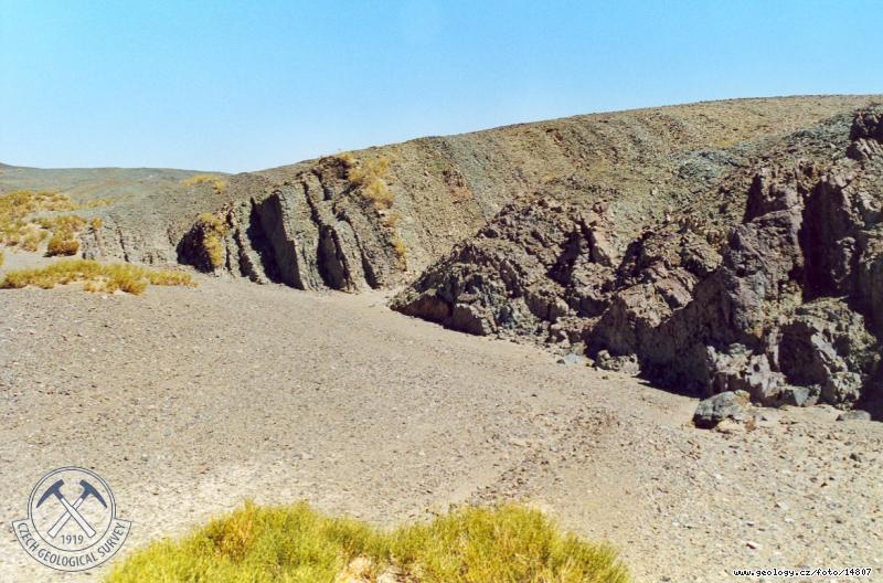 Fotografie Rytmit: Rytmick stdn pskovc a prachovc v karbonskch sedimentech, Zaaltajsk Gobi