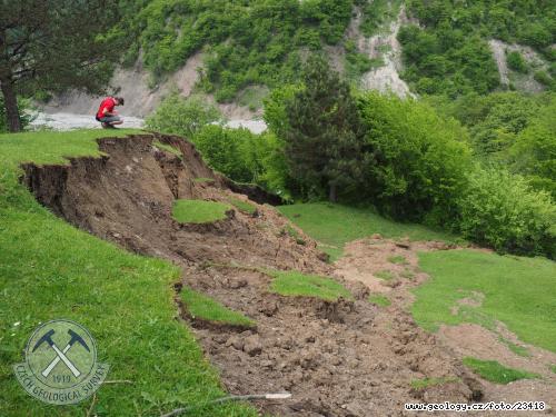 Documentation of landslide threatening the house east of the village Chartali.