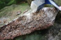 Kulovit a bochnkovit balvany luickho granodioritu. Detail horniny., Pavla Grtlerov, 2017
