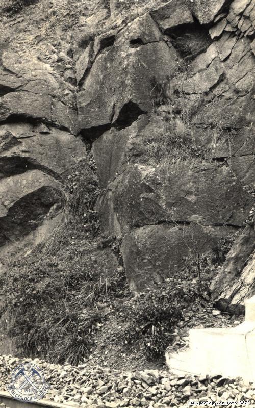 Fotografie : Biotitick granodiorit porfyrick s ojedinlmi uzaveninami biotitick ruly, v. od Mlnskho potoka, Mlnsk potok