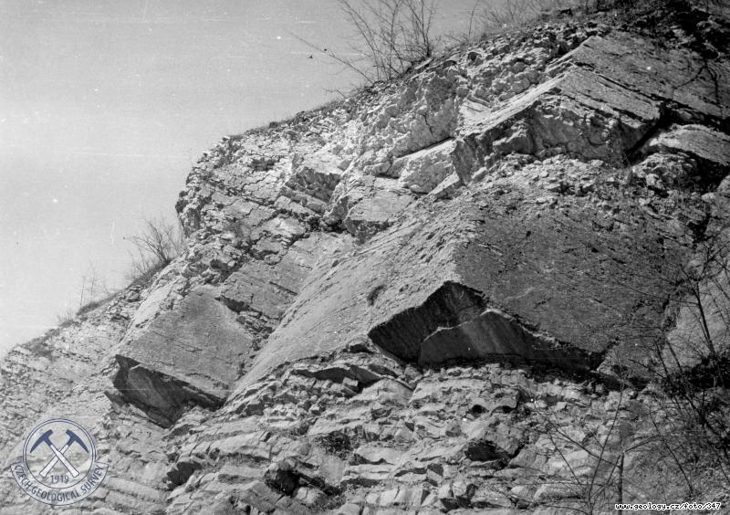 Fotografie : Hranice siluru - devon v ern rokli pod Koso v Radotnskm dol, ern rokle