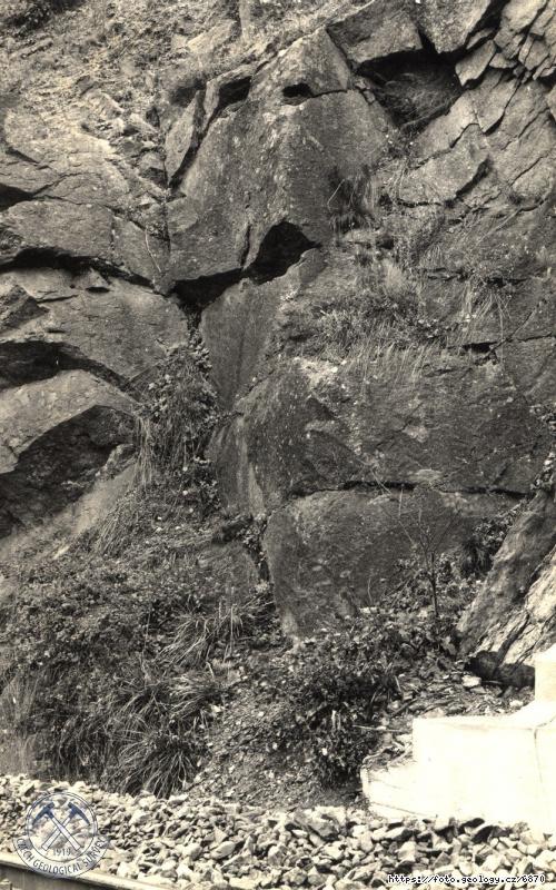 Fotografie : Biotitick� granodiorit porfyrick� s ojedin�l�mi uzav�eninami biotitick� ruly, v. od Ml�nsk�ho potoka, Ml�nsk� potok