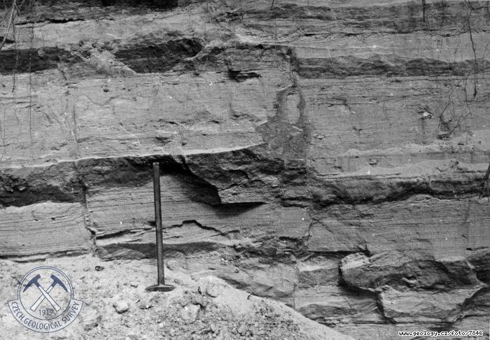 Fotografie : Detail tektoniky v glacilakustrinnch varvovch pscch v pskovnch severn od obce Hj., Hj ve Slezku